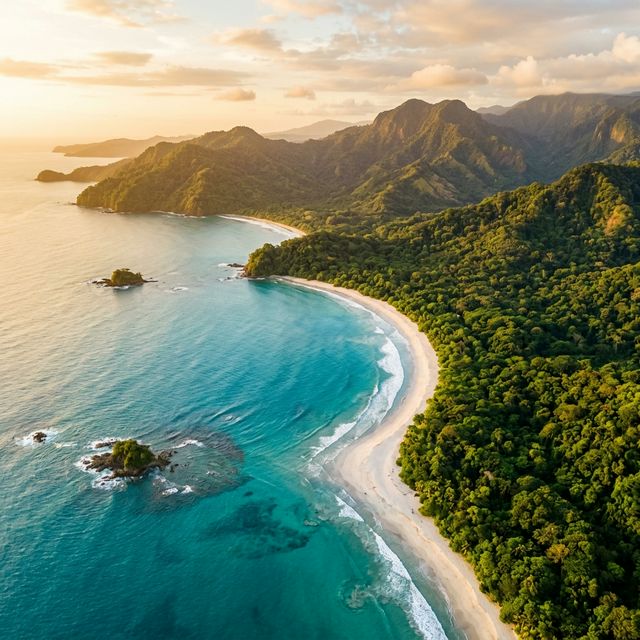 Costa Rica coastline aerial view